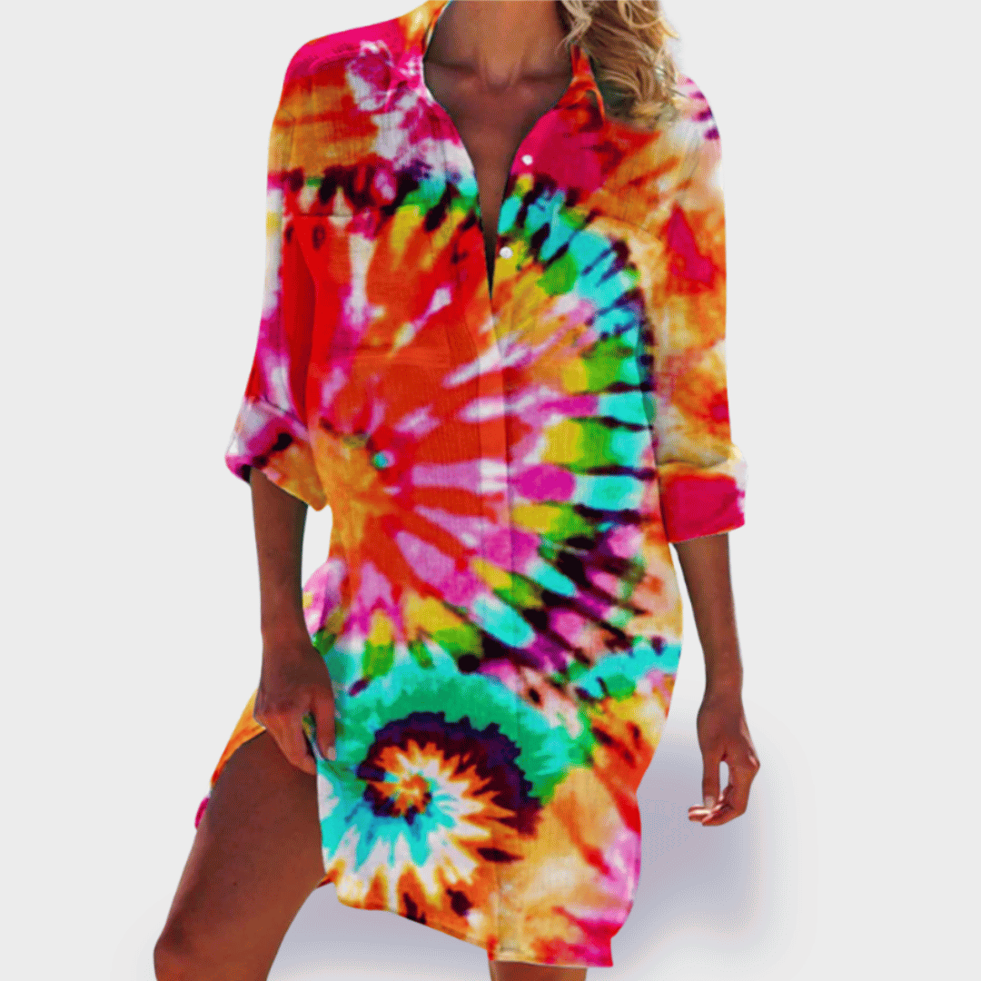 Women's Flowy Summer Dress Colorful Draped Casual - Mofora