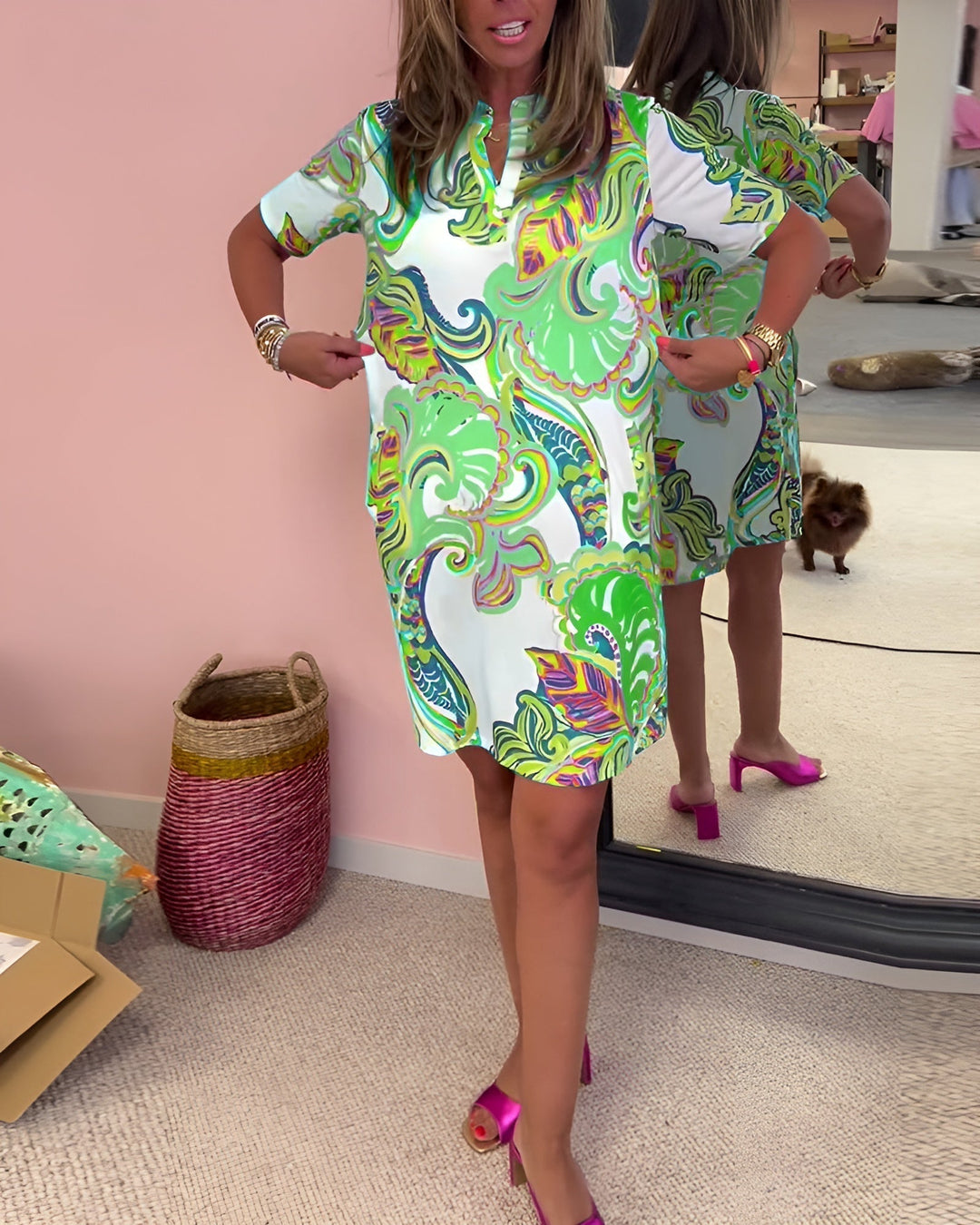 Women's V Neck Tummy Control Dress