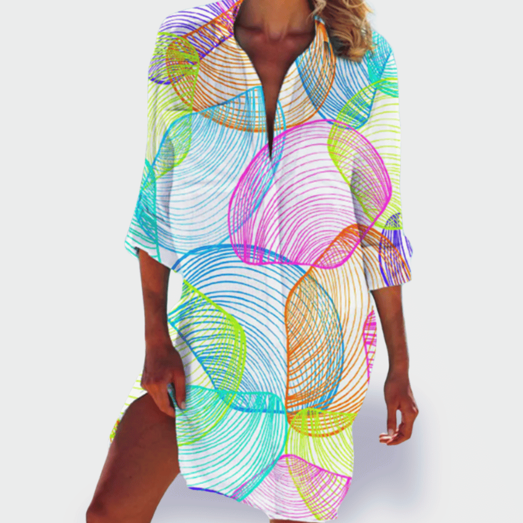 Women's Flowy Summer Dress Colorful Draped Casual