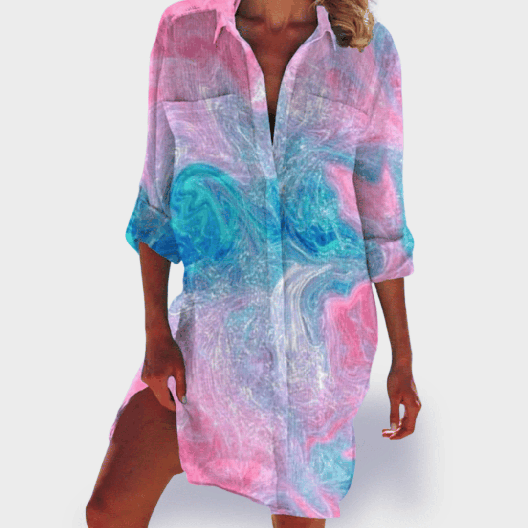 Women's Flowy Summer Dress Colorful Draped Casual