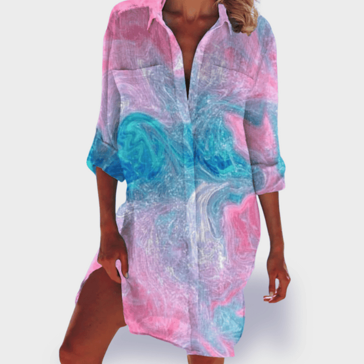 Women's Flowy Summer Dress Colorful Draped Casual
