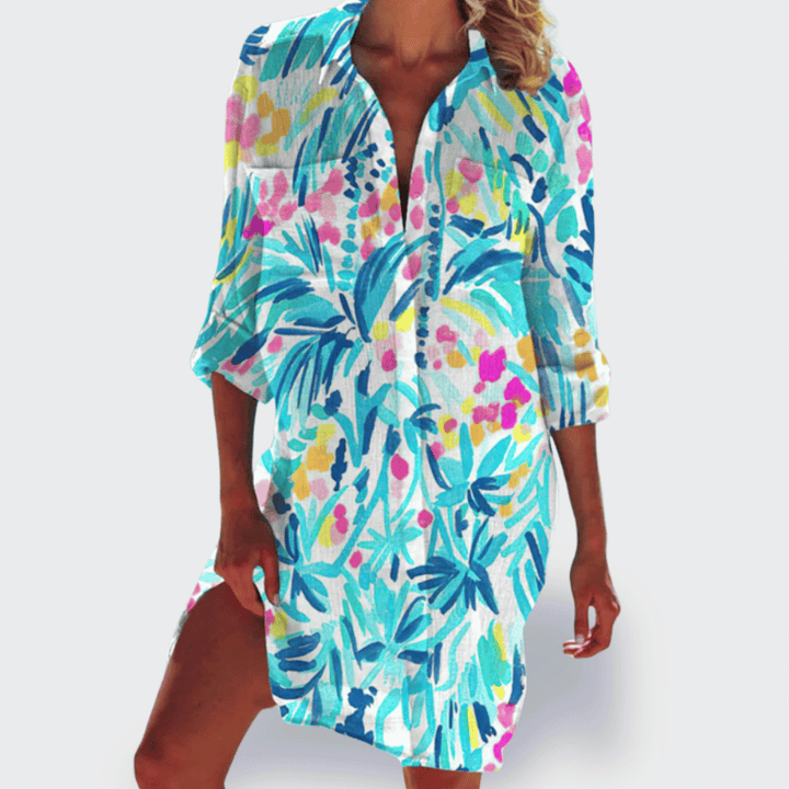 Women's Flowy Summer Dress Colorful Draped Casual