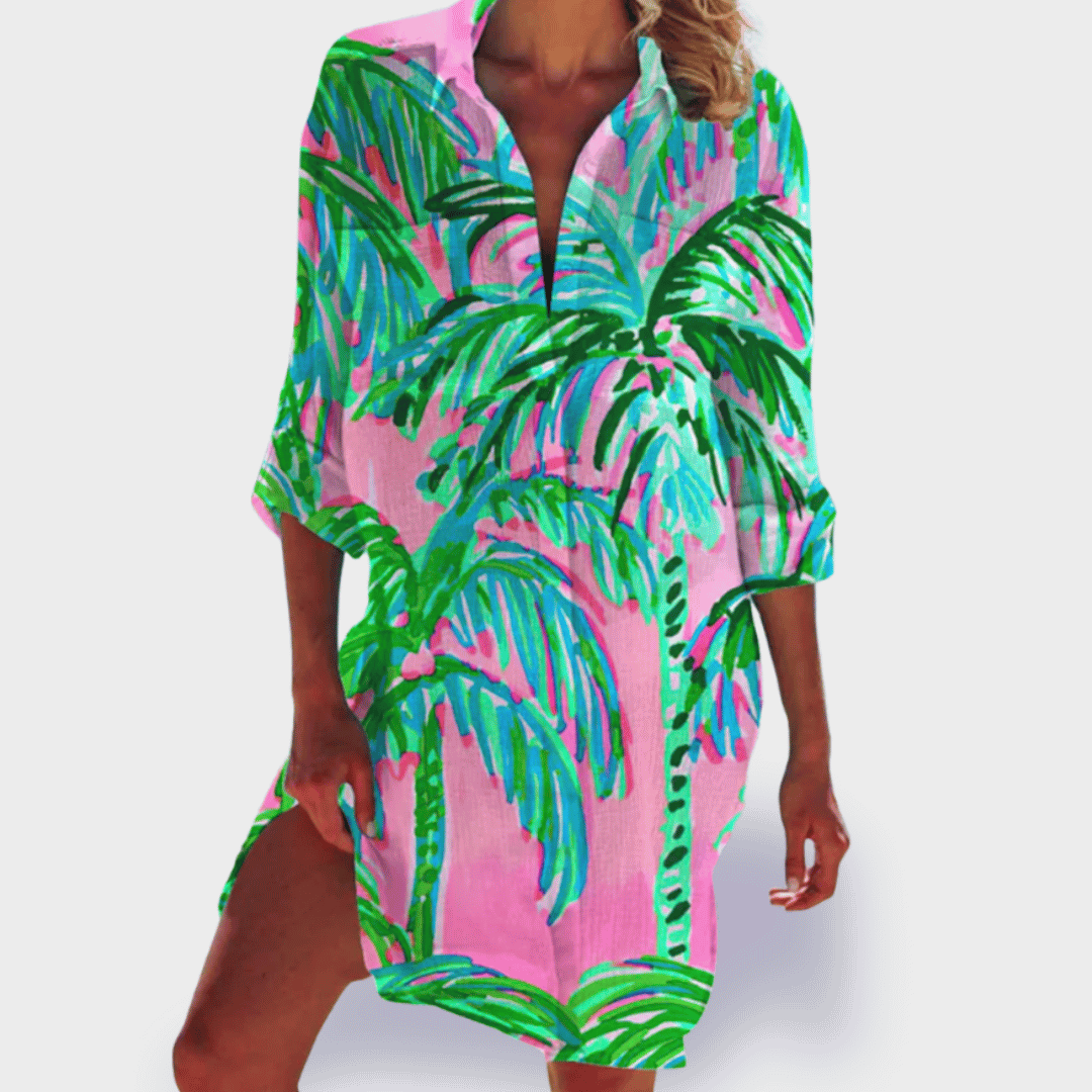 Women's Flowy Summer Dress Colorful Draped Casual