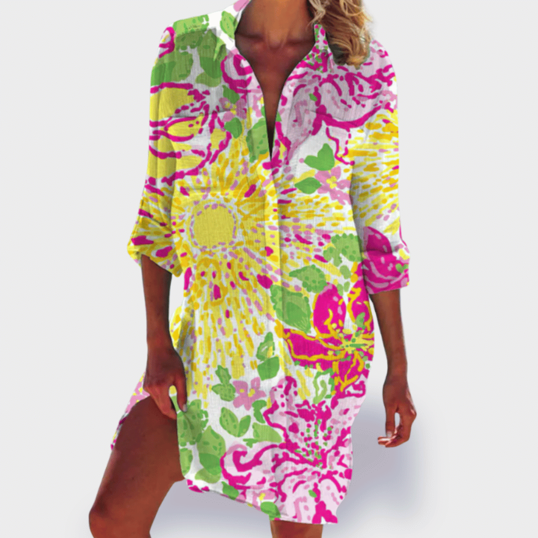 Women's Flowy Summer Dress Colorful Draped Casual