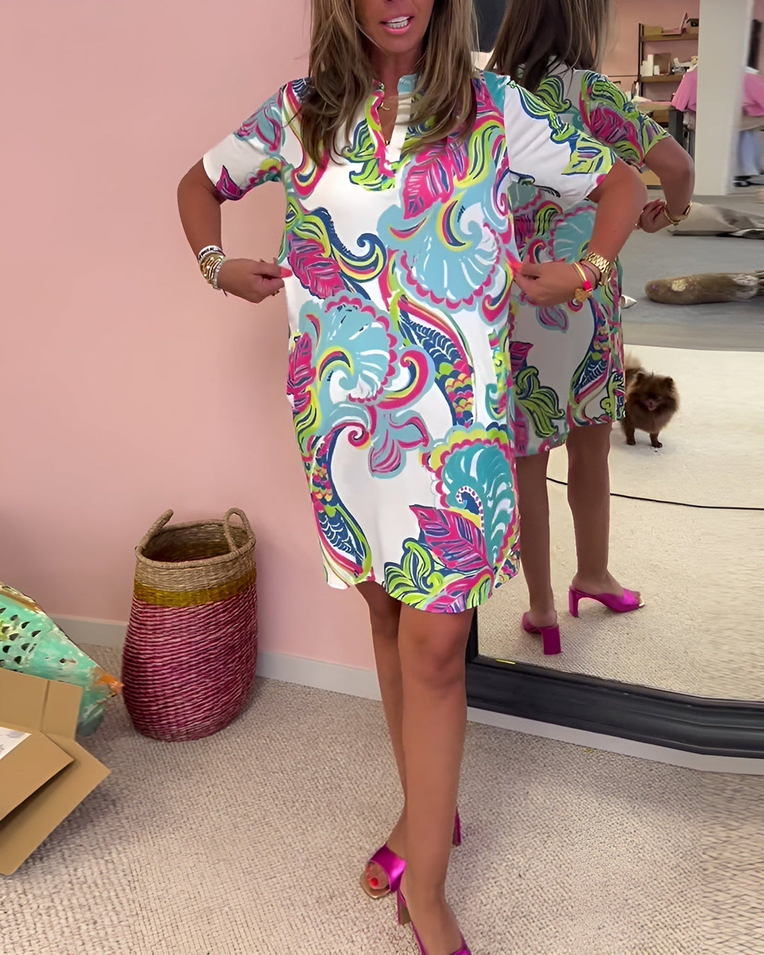 Women's V Neck Tummy Control Dress